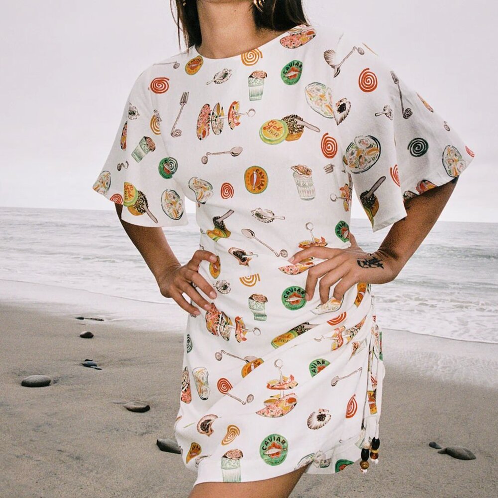 Lisa Says Gah Caviar Dreams Belle Linen Ruched Dress Size XS